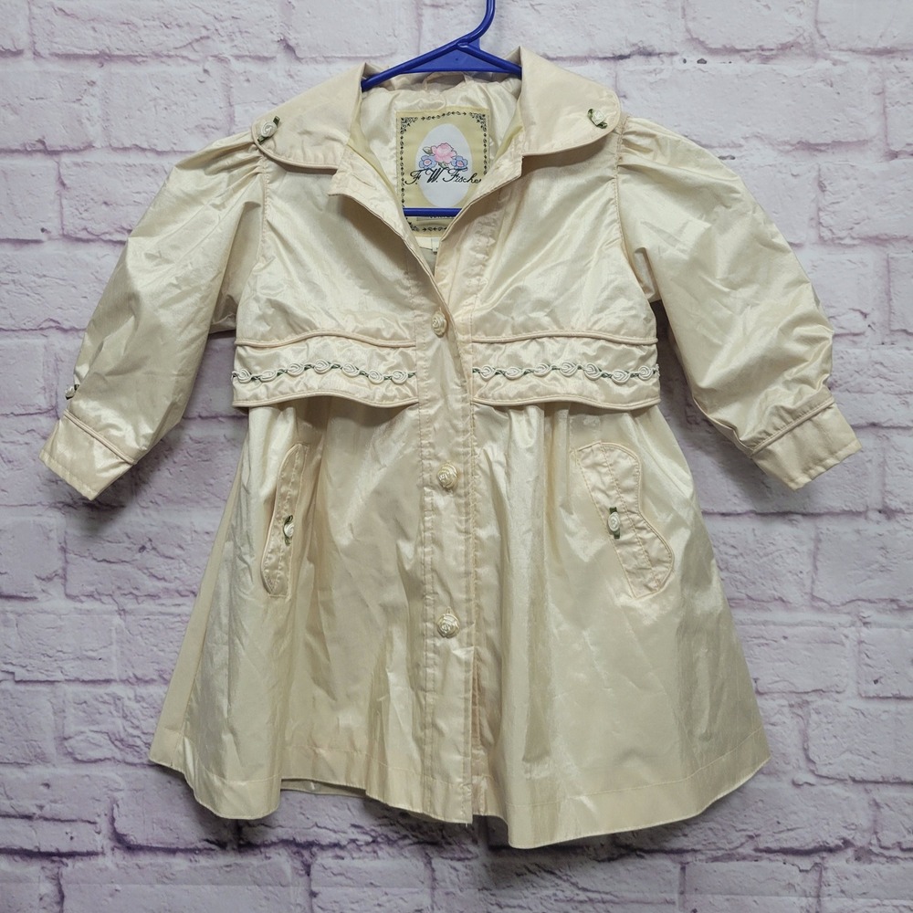 FW Fischer Girls Dress Jacket Size 2T Rose Buttons Floral Detail Button Up Coat